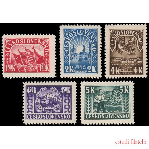 Checoslovaquia  Czechoslovakia 420/24 1945 1.er aniversario Levantamiento nacional eslovaco Edición en pliegos MNH