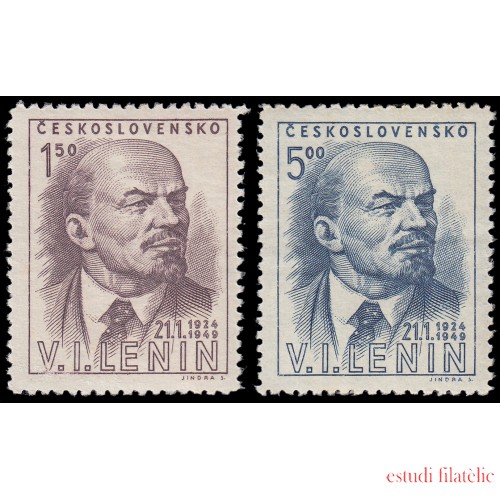 Checoslovaquia  Czechoslovakia 490/91 1949 25 aniv. de la muerte de Lenin MNH