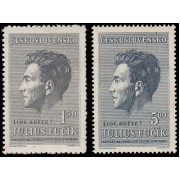 Checoslovaquia  Czechoslovakia 558/59 1951 8 aniv. de la muerte del periodista Julius Fučík MNH