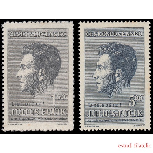 Checoslovaquia  Czechoslovakia 558/59 1951 8 aniv. de la muerte del periodista Julius Fučík MNH