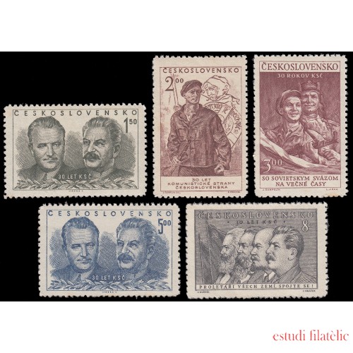 Checoslovaquia  Czechoslovakia 573/77 1951 30 aniv. del Partido MNH