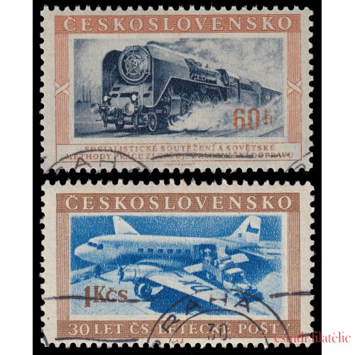 Checoslovaquia  Czechoslovakia 746/47 1954  Medios de transporte Usados