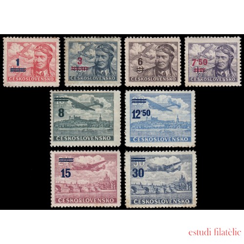 Checoslovaquia  Czechoslovakia Aéreo 28/35 1949 Aviones con sobrecarga MNH