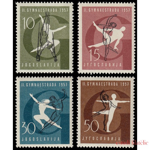 Yugoslavia 725/28 1957 Mundial de gimnasia MNH