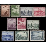 Yugoslavia Aéreo 7/16 1937-40 Avión Paisajes MNH