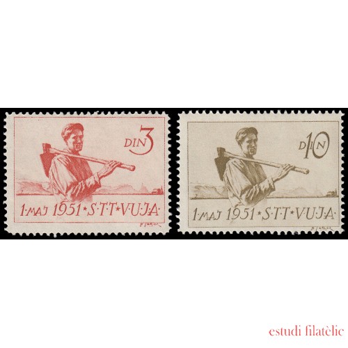 Trieste Post. 34/35 1951 1 de Mayo MNH