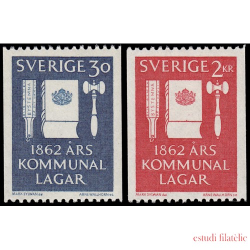 Suecia Sweden 493/94 1962 Centenario de las Leyes municipales MNH