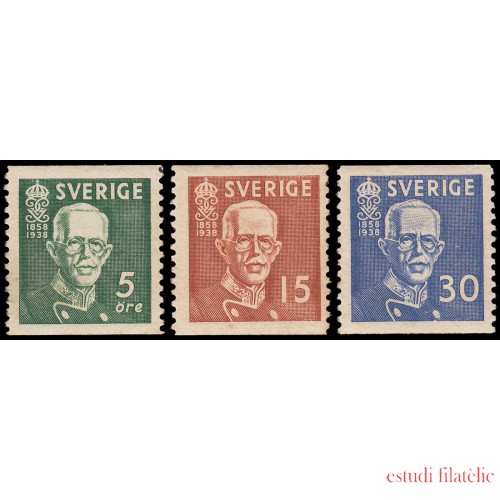 Suecia Sweden 254/56 1938 80 aniv. del Rey Gustavo V MNH