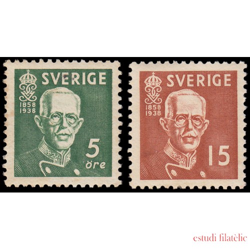 Suecia Sweden 254a/55a 1938 80 aniv. del Rey Gustavo V MNH