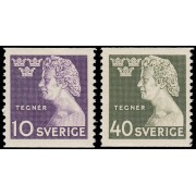 Suecia Sweden 324/25 1946 Centenario de la muerte del poeta Isaías Tegner MNH