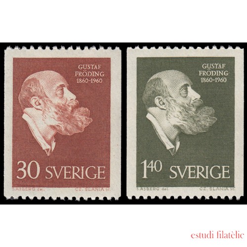 Suecia Sweden 452/53 1960 Centenario del nacimiento del poeta Gustav Froding MNH