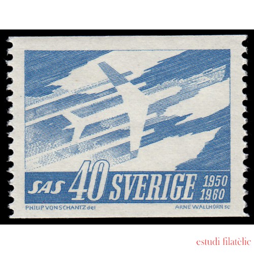 Suecia Sweden 458 1961 10 aniv. del Scandinavian Airlines Sistem MNH