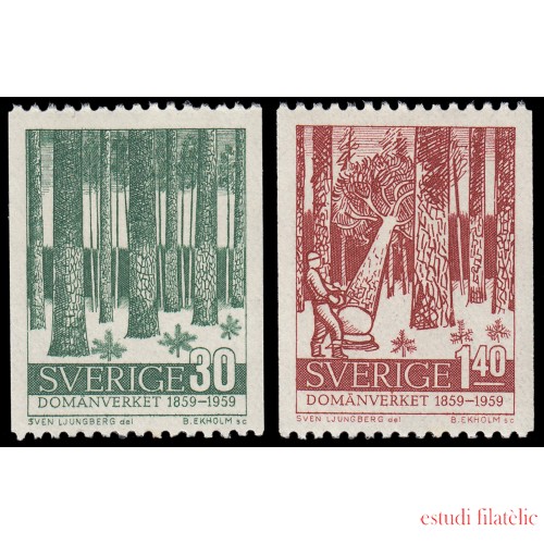 Suecia Sweden 442/43 1959 Centenario de la Administración de Tierras y Bosques de la Corona MNH