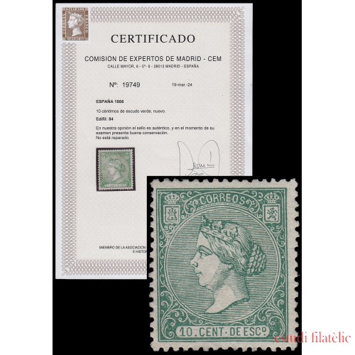 España Spain 84 1866 Isabel II MNH