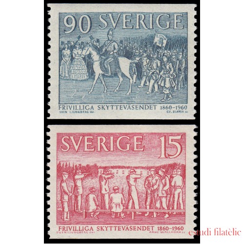 Suecia Sweden  450/51 1960 Centenario de la Organización de tiro MNH