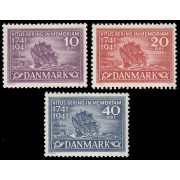 Dinamarca Denmark  278/80 1941 200 aniv. de la muerte del navegante Vitus Bering MNH