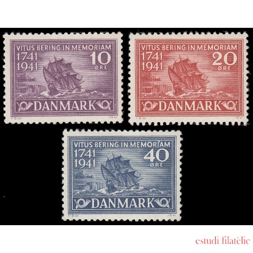 Dinamarca Denmark  278/80 1941 200 aniv. de la muerte del navegante Vitus Bering MNH