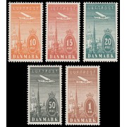 Dinamarca Denmark Aéreo 6/10 1934 Avión sobrevolando Copenhague MNH