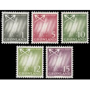 Groenlandia 36/40 1963-68 Auroras boreales MNH