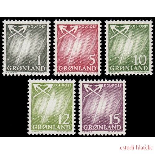 Groenlandia 36/40 1963-68 Auroras boreales MNH