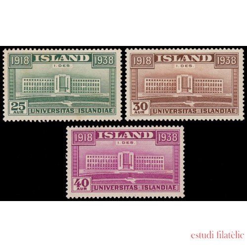 Islandia Iceland 168/70 1938 20 aniv. de la independencia de Islandia MH