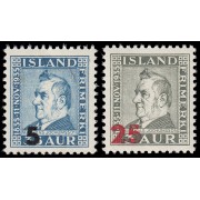 Islandia Iceland 181/81A 1939/41 Matthias Jochumsson sobreimpresos MNH