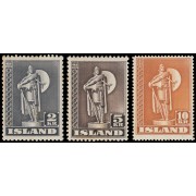 Islandia Iceland 186/88 1939-43 Estatua de Thorfinn Karlsefni en Reykjavik MNH