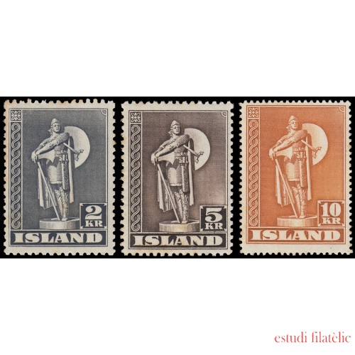 Islandia Iceland 186/88 1939-43 Estatua de Thorfinn Karlsefni en Reykjavik MNH