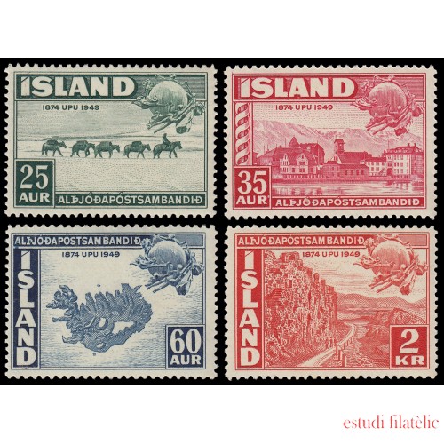 Islandia Iceland 220/23 1949 75 aniv. de la U.P.U. MNH