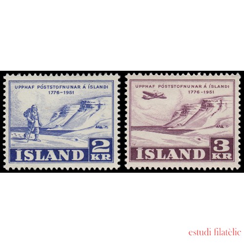 Islandia Iceland 236/37 1951 175 aniv. de la Organización de servicio postal MNH