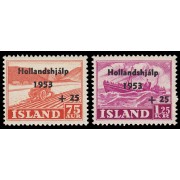 Islandia Iceland 243/44 1953 En ayuda por las inundaciones en Holanda MNH