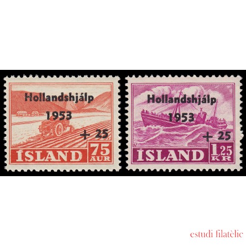 Islandia Iceland 243/44 1953 En ayuda por las inundaciones en Holanda MNH