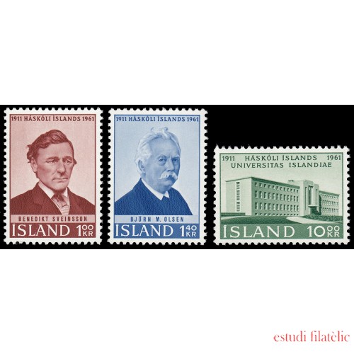 Islandia Iceland 313/15 1961 50 aniv. de la Universidad MNH