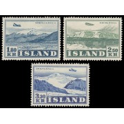 Islandia Iceland Aéreo 27/29 1952 Aviones sobre paisajes MNH