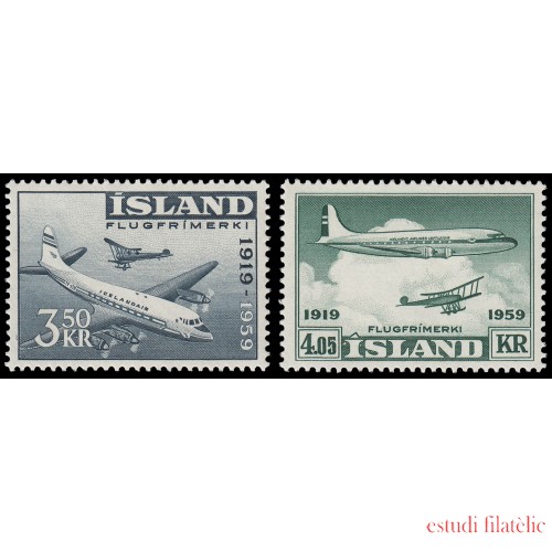 Islandia Iceland Aéreo 30/31 1959 40 aniv. de la aviación islandesa MNH