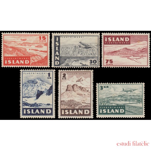 Islandia Iceland Aéreo 21/26 1947 Vistas aereas MNH