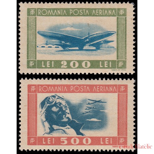 Rumanía  Romania Aéreo 34/35 1946 Aviación MNH