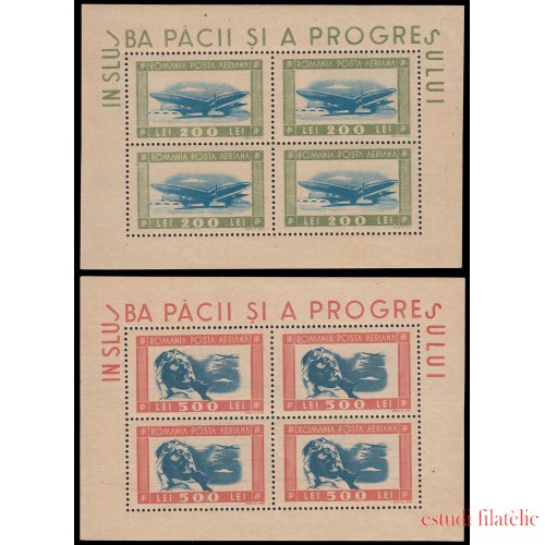 Rumanía  Romania Aéreo 34/35 1946 Hoja de 4  Aviación MNH 