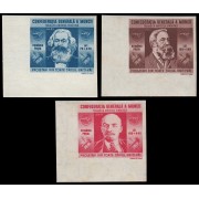 Rumanía Romania 833/35 1945 En beneficio de la Confederación general del trabajo Marx, Engels, Lenin MNH