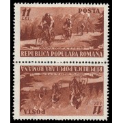 Rumanía Romania 1150 Tete-Beche 1951 Vuelta ciclista a Rumanía MNH