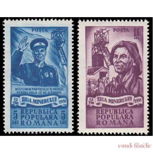 Rumanía Romania 1162/63 1951 Día de los mineros MNH