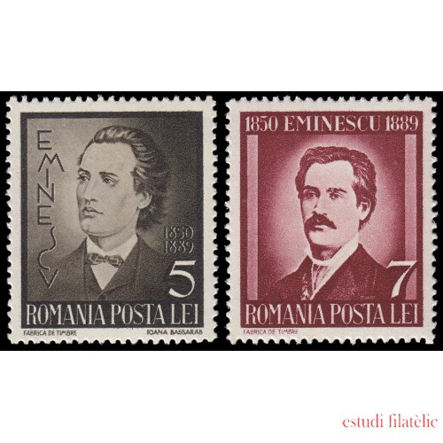 Rumanía Romania 568/69 1939 50 aniv. de la muerte del poeta Mihail Eminescu MNH