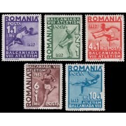 Rumanía Romania 525/29 1937 8º Juegos balcánicos de atletismo MNH