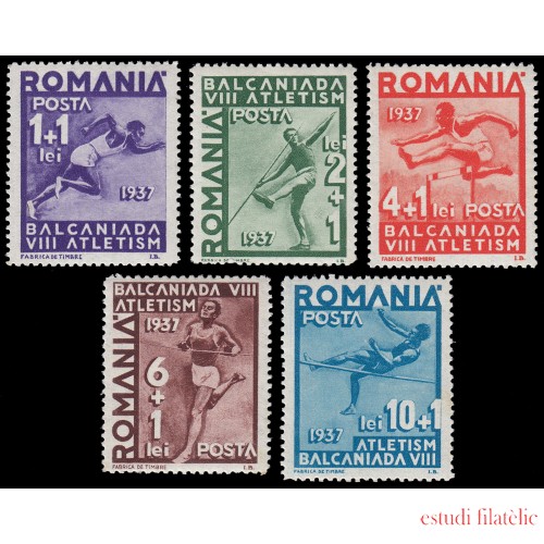 Rumanía Romania 525/29 1937 8º Juegos balcánicos de atletismo MNH