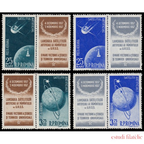 Rumania Romania Aéreo 69/72 1957 Satélites artificiales (con y sin viñeta) MNH