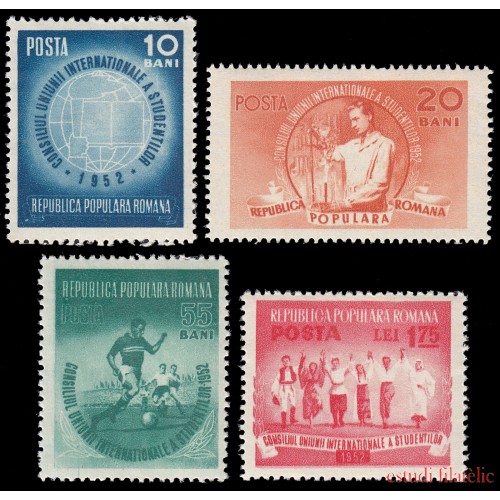 Rumanía Romania 1276/79 1952 Consejo de la Unión Internacional de estudiantes MNH