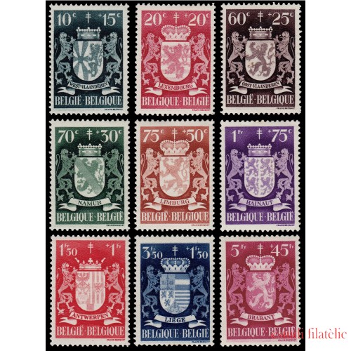 Bélgica 716/24 1945 Escudos de provincias MH