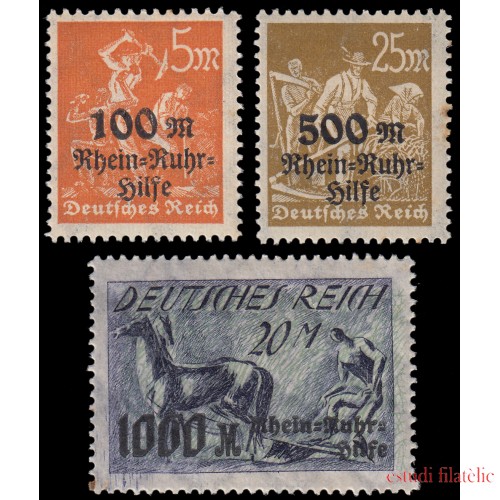 Alemania Imperio Germany 251/51B 1923 Sellos de 1921-23 con sobrecarga MH