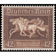 Alemania Imperio Germany 579 1936 Cinta marrón Carrera de caballos en Munich MH