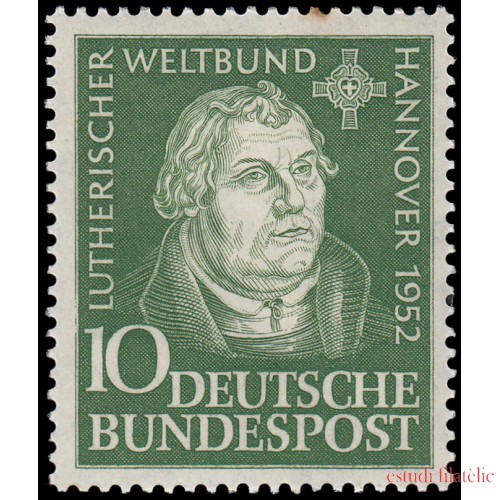 Alemania Federal Germany 36 1952 Conferencia de la Federación Luterana Mundial en Hannover MH